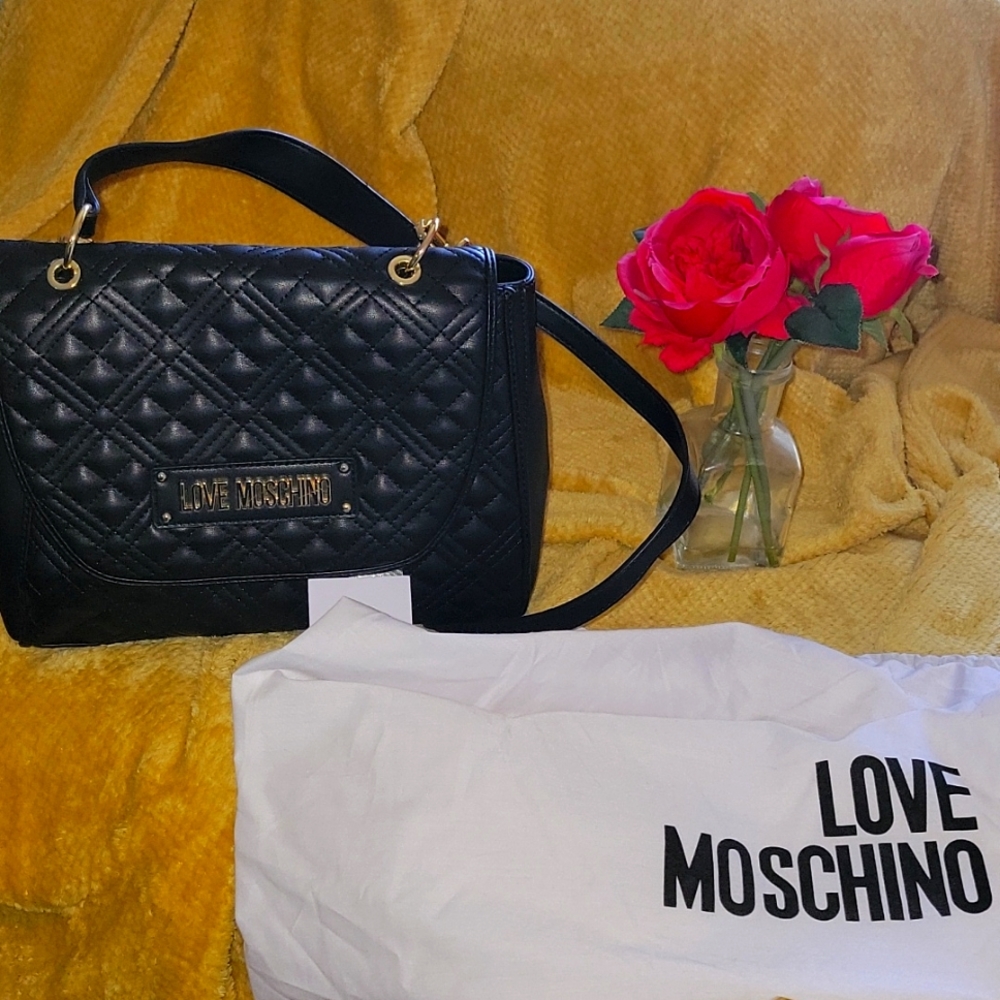 Black Moschino Crossbody Satchel Bag
